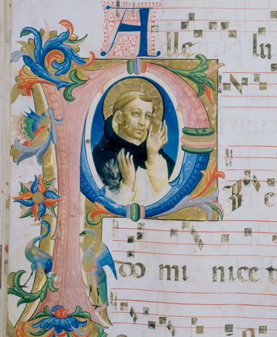 Un santo dominicano. Miniatura ilustrada en un Misal (c. 9, verso) de Fra  Angelico