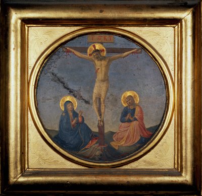 Crucifixión de Cristo entre la Virgen y María Magdalena de Fra  Angelico