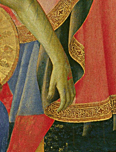 Detalle del Retablo de Santa Trinita, marco y pináculos por Lorenzo Monaco (Piero di Giovanni) (c.1370-1425) completado c.1434 de Fra  Angelico