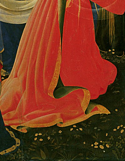 (detalle) del Retablo de Santa Trinita, marco y pináculos por Lorenzo Monaco (Piero di Giovanni) (c.1370-1425) completado c.1434 de Fra  Angelico