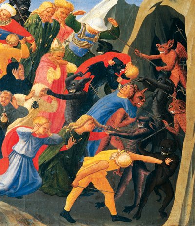 Infierno con demonios organizando a los condenados, detalle del Juicio Final de Giovanni da Fiesole conocido como Fra Angelico (1400-circa 1455), témpera sobre madera de Fra (c.1387 1455) Angelico
