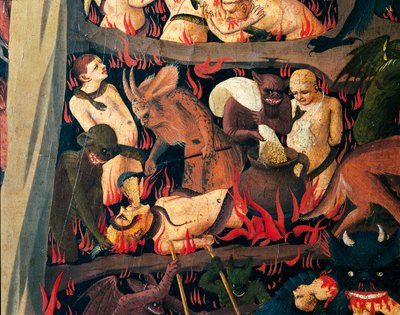 Infierno con demonios castigando a los codiciosos, detalle del Juicio Final de Giovanni da Fiesole conocido como Fra Angelico (1400-circa 1455), temple sobre madera de Fra (c.1387 1455) Angelico