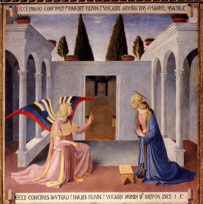 Historia de la vida de Cristo: la Anunciación con la Paloma del Espíritu Santo. de Fra  Angelico