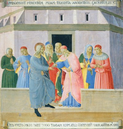 Recuadro que representa a Judas recibiendo la recompensa, panel del Armadio degli Argenti (Arca de Plata) con la vida de Jesús de Fra (c.1387 1455) Angelico