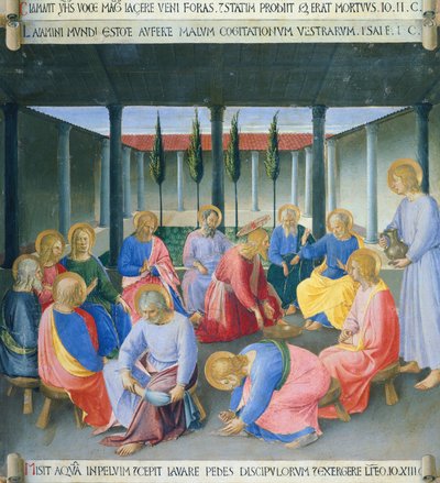 Inserto que representa el lavado de los pies, panel del Armadio degli Argenti (Arca de Plata) con la vida de Jesús de Fra (c.1387 1455) Angelico