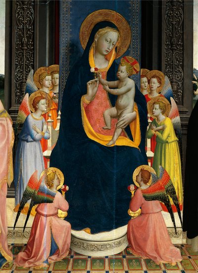 Virgen con el Niño en el trono de los santos de Giovanni da Fiesole, conocido como Fra Angelico (1400-circa 1455), témpera sobre madera, detalle de Fra (c.1387 1455) Angelico
