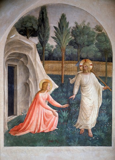Noli me tangere Santa María Magdalena y Cristo resucitado (jardinero) (fresco, c.1438-1446) de Fra  Angelico