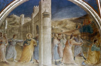 San Esteban siendo llevado a su martirio de Fra  Angelico