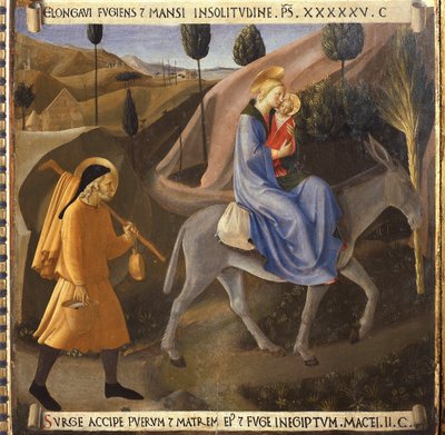 La huida a Egipto, Vida de Cristo, Armadio degli Argenti de Fra  Angelico