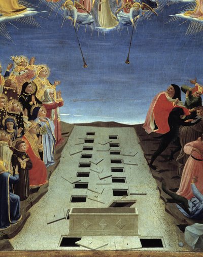 El Juicio Final: Detalle de las tumbas abiertas de Fra  Angelico