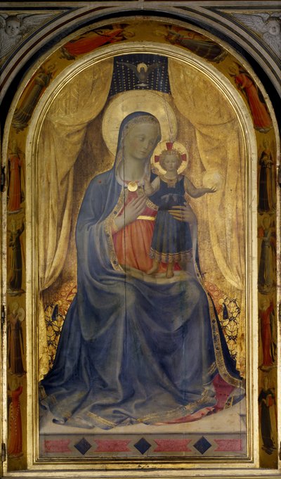 La Virgen con el Niño o Tabernáculo (retablo) de los Liniers (tabernacolo dei Linaioli) (retablo) de Fra  Angelico