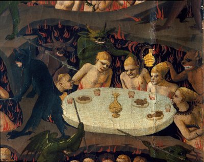 El juicio final: los condenados son maltratados por demonios en el inframundo de Fra  Angelico