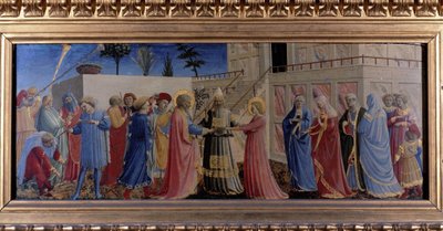 La boda de la Virgen. Predela (Pintura sobre madera) 1435 de Fra  Angelico