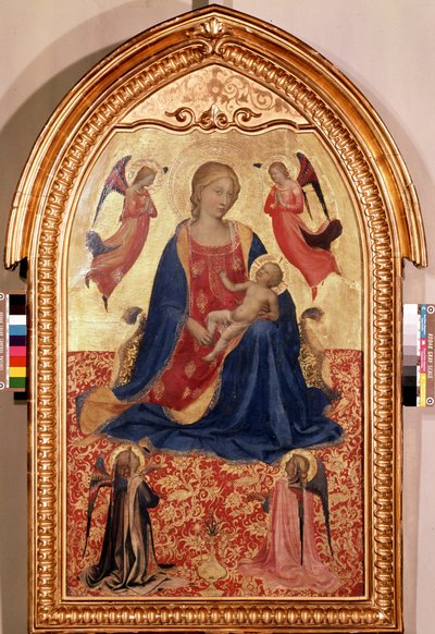 ""Virgen y niño y ángeles"" (Virgen y niño con ángeles) Témpera sobre madera de Guido di Pietro (o Fra Giovanni da Fiesole) dijo Fra Angelico o il Beato (1400-1455) 1425 Dim. 81x51 cm Museo del eremitorio , San Petersburgo de Fra (c.1387 1455) Angelico