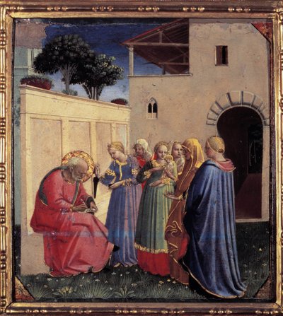 Zacarías da el nombre de San Juan Bautista a su hijo de Fra  Angelico