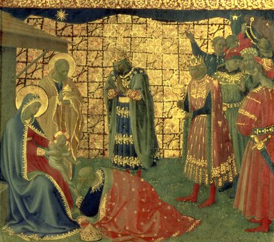 Adoración de los Magos, detalle de un panel de predela (detalle) de Fra Angelico