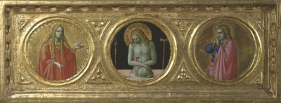 Cristo como Hombre de Dolores flanqueado por Santa María Magdalena y San Juan Evangelista de Fra Angelico