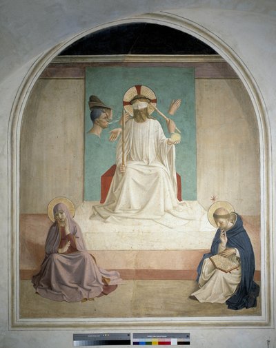 Cristo burlado con la Virgen y San Jerónimo. Fresco de Guido di Pietro de Fra Angelico