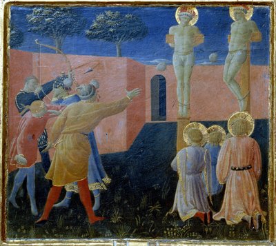 Crucifixión y lapidación de San Cosme de Fra Angelico
