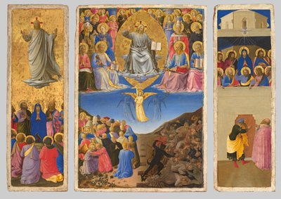 Italiano: Trittico (Ascensione, Giudizio Universale, Pentecoste) Tríptico del Juicio Final, la Ascensión y Pentecostés de Fra Angelico