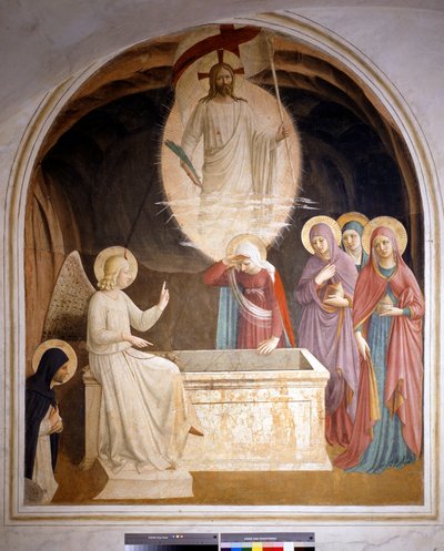 El Cristo resucitado y las santas mujeres en el sepulcro. La Resurrección y las santas mujeres de Fra Angelico