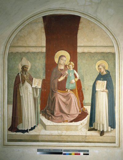 Madonna con el niño con San Francisco y San Zenobio. Fresco de Guido di Pietro de Fra Angelico