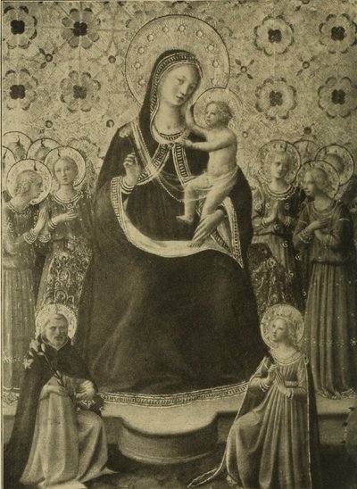 Virgen con el Niño entronizada con nueve ángeles y los santos Domingo y Catalina de Alejandría de Fra Angelico