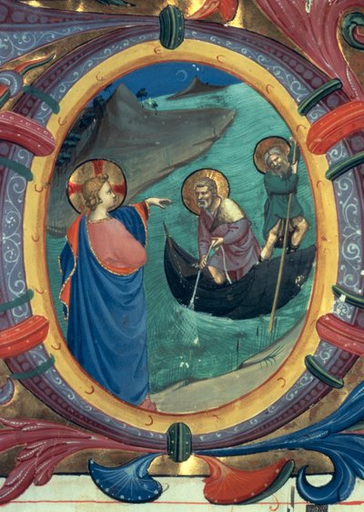 Ms 558 f.9r La Llamada de San Pedro y San Andrés (detalle) de Fra Angelico