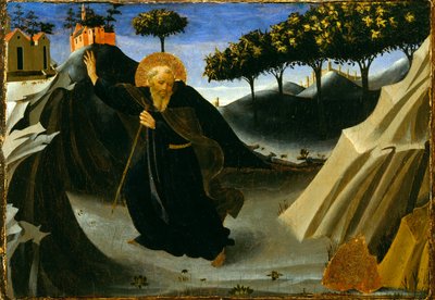 San Antonio Abad rechazando la masa de oro, 1430s de Fra Angelico