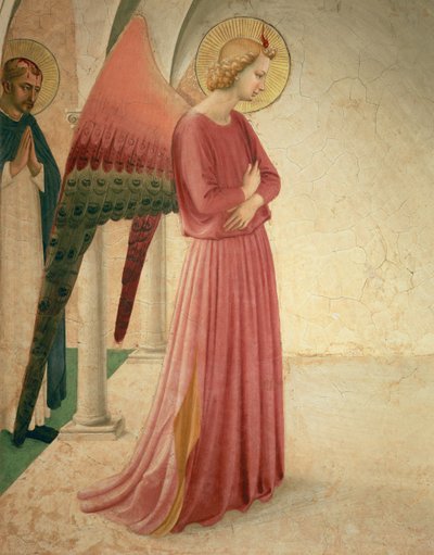 La Anunciación, detalle del Ángel Gabriel y San Pedro Mártir, 1442 (detalle) de Fra Angelico