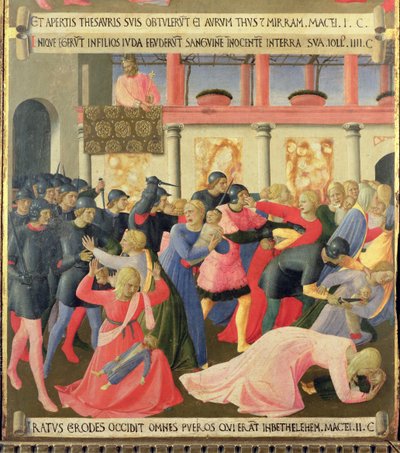 La masacre de los inocentes, detalle del panel uno del Tesoro de Plata de Santissima Annunziata, c.1450-53 de Fra Angelico