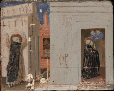La Visión del Papa Inocencio III; Santos Pedro y Pablo apareciendo a Santo Domingo de Fra Angelico