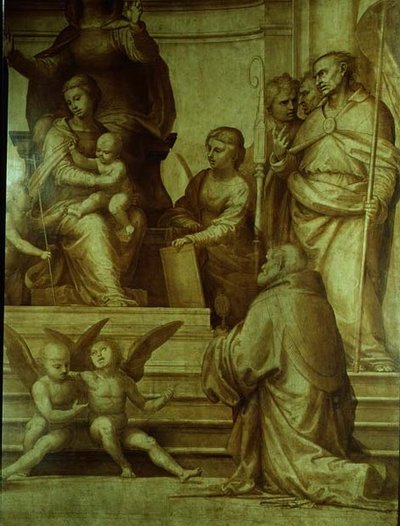 El gran retablo del consejo, detalle que representa a los santos reunidos a la izquierda de la Virgen, 1510 de Fra Bartolommeo