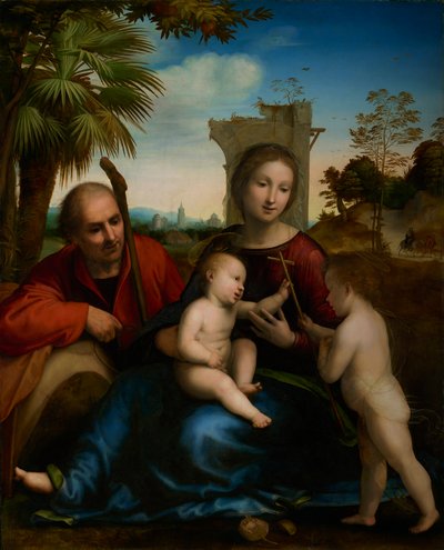 El Descanso en la Huida a Egipto con San Juan Bautista, c.1509 de Fra Bartolommeo