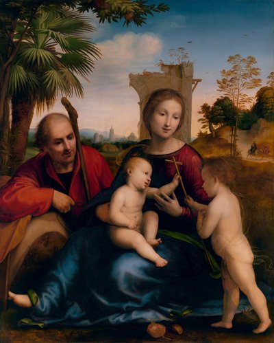 El descanso en la huida a Egipto con San Juan Bautista de Fra Bartolommeo
