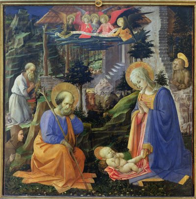 Adoración del Niño con SS. Hilario, Jerónimo, María Magdalena y Ángeles de Fra Filippo Lippi