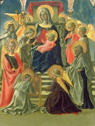 La Virgen y el Niño entronizados con ángeles y santos de Fra Filippo Lippi