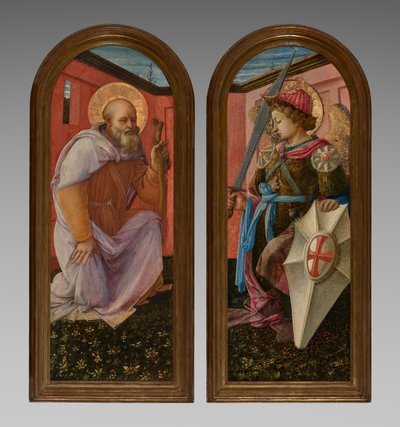 Par de Paneles de un Tríptico: El Arcángel Miguel y San Antonio Abad de Fra Filippo Lippi