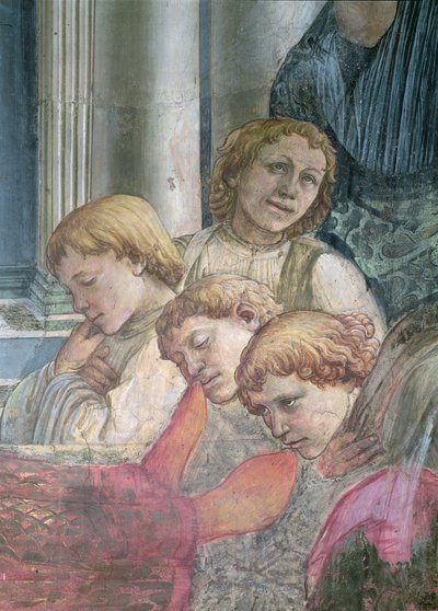 La celebración de las reliquias de San Esteban, detalle de coristas (detalle) de Fra Filippo Lippi