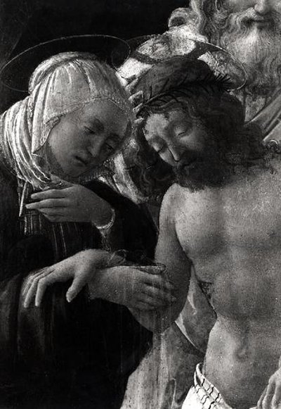 El entierro (detalle de la Virgen y Cristo) de Fra Filippo Lippi