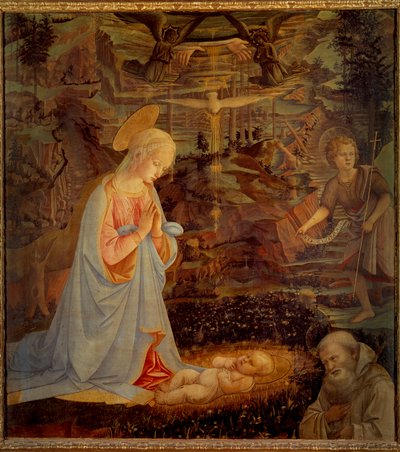 La Virgen, el Niño Jesús, San Juan Bautista Niño y San Bernardo de Claraval (1090 - 1153) de Fra Filippo Lippi
