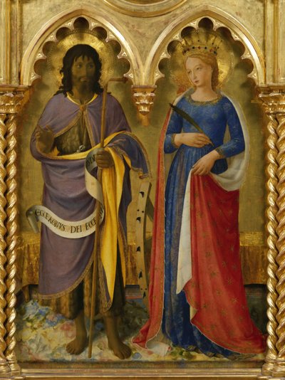 San Juan Bautista y Santa Catalina de Alejandría del Retablo de Perugia, ca. 1437 de Fra Giovanni Angelico da Fiesole