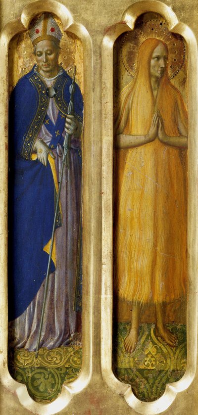 Santos Luis de Tolosa y María de Egipto del Retablo de Perugia, ca. 1437 de Fra Giovanni Angelico da Fiesole