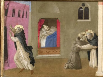 El sueño del Papa Inocencio III. Políptico de Cortona (detalle) de Fra Giovanni Angelico da Fiesole