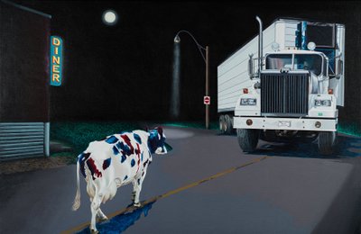 Vaca y camión (acrílico sobre lienzo) de Frances Ferdinands