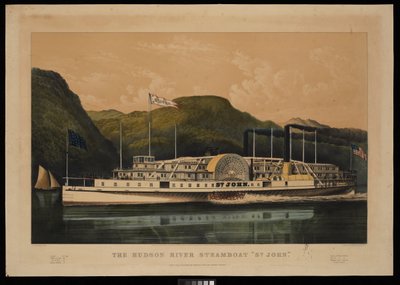 The Hudson River Steamboat St John (litografía, coloreada) de Frances Flora Bond (c.1812 76) (after) Palmer