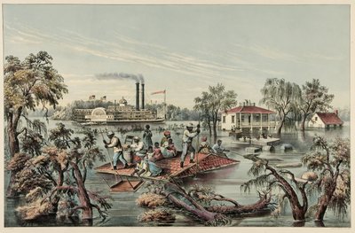 Crecida del agua en el Misisipi, pub.1868 de Frances Flora Bond Palmer