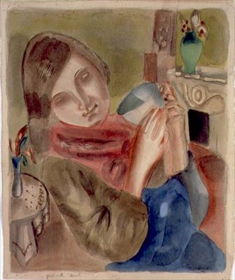 Chica con un cuenco (acuarela sobre papel) de Frances Hodgkins