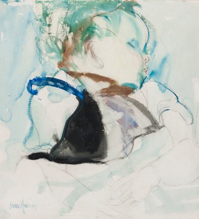 Bebé dormido, c.1905 (tinta y acuarela sobre papel) de Frances Hodgkins