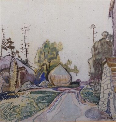 El patio de los ricachones de Frances Hodgkins